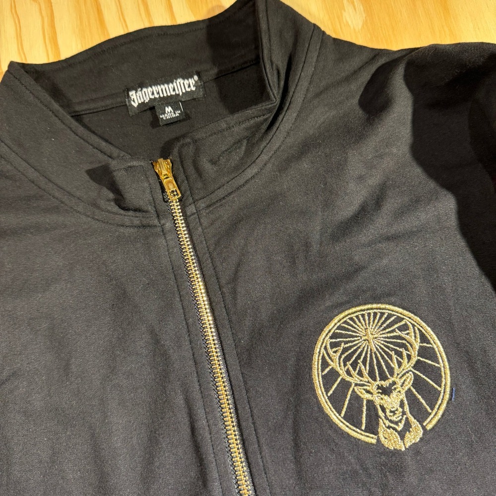 Jägermeister Men's Track Jacket Black Gold Promo Bomber Full Zip Size M